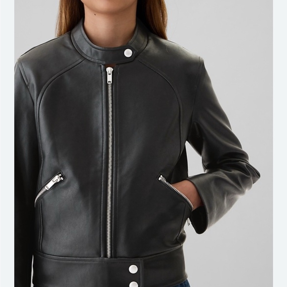 GAP girl black moto Leather Jacket NWOT